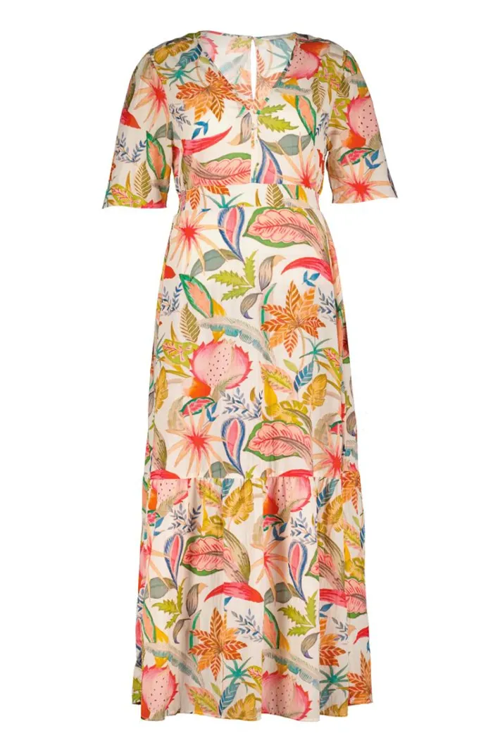 DiDi Maxi dress Bonita in Offwhite with Mango tango print- Jurken & Tunieken