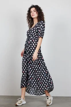 DiDi Maxi dress Jazzy in Black with Coral cove print- Jurken & Tunieken