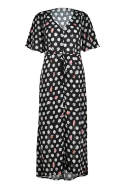 DiDi Maxi dress Jazzy in Black with Coral cove print- Jurken & Tunieken