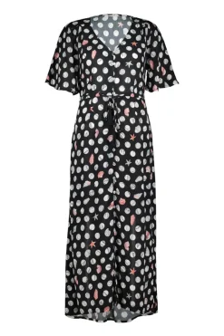 DiDi Maxi dress Jazzy in Black with Coral cove print- Jurken & Tunieken