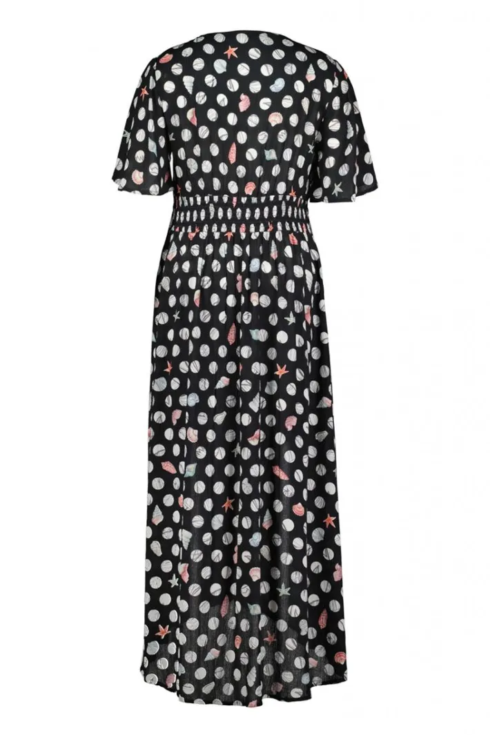DiDi Maxi dress Jazzy in Black with Coral cove print- Jurken & Tunieken