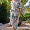 DiDi Maxi dress Jazzy in Offwhite with Palm festival print- Jurken & Tunieken