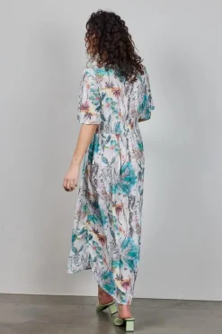 DiDi Maxi dress Jazzy in Offwhite with Palm festival print- Jurken & Tunieken