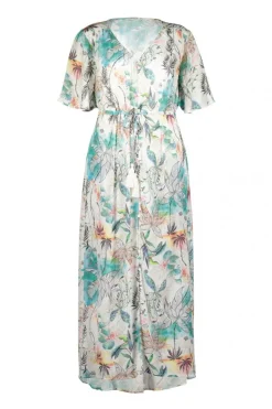 DiDi Maxi dress Jazzy in Offwhite with Palm festival print- Jurken & Tunieken