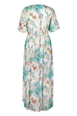 DiDi Maxi dress Jazzy in Offwhite with Palm festival print- Jurken & Tunieken