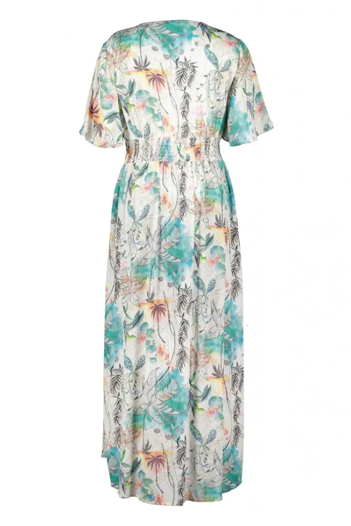 DiDi Maxi dress Jazzy in Offwhite with Palm festival print- Jurken & Tunieken