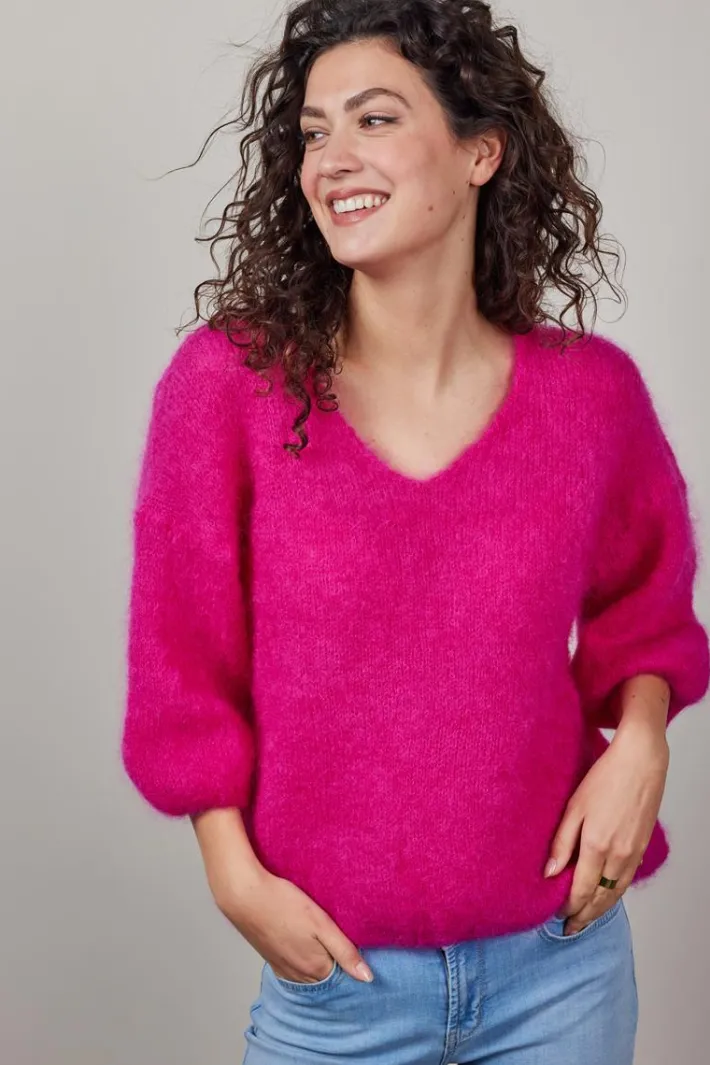 DiDi Mohair pullover Mira in raspberry pink- Truien & Vesten