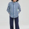 DiDi Oversized shirt Lisan Blue offwhite Stripe- Blouses