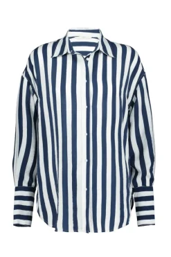 DiDi Oversized shirt Lisan Blue offwhite Stripe- Blouses