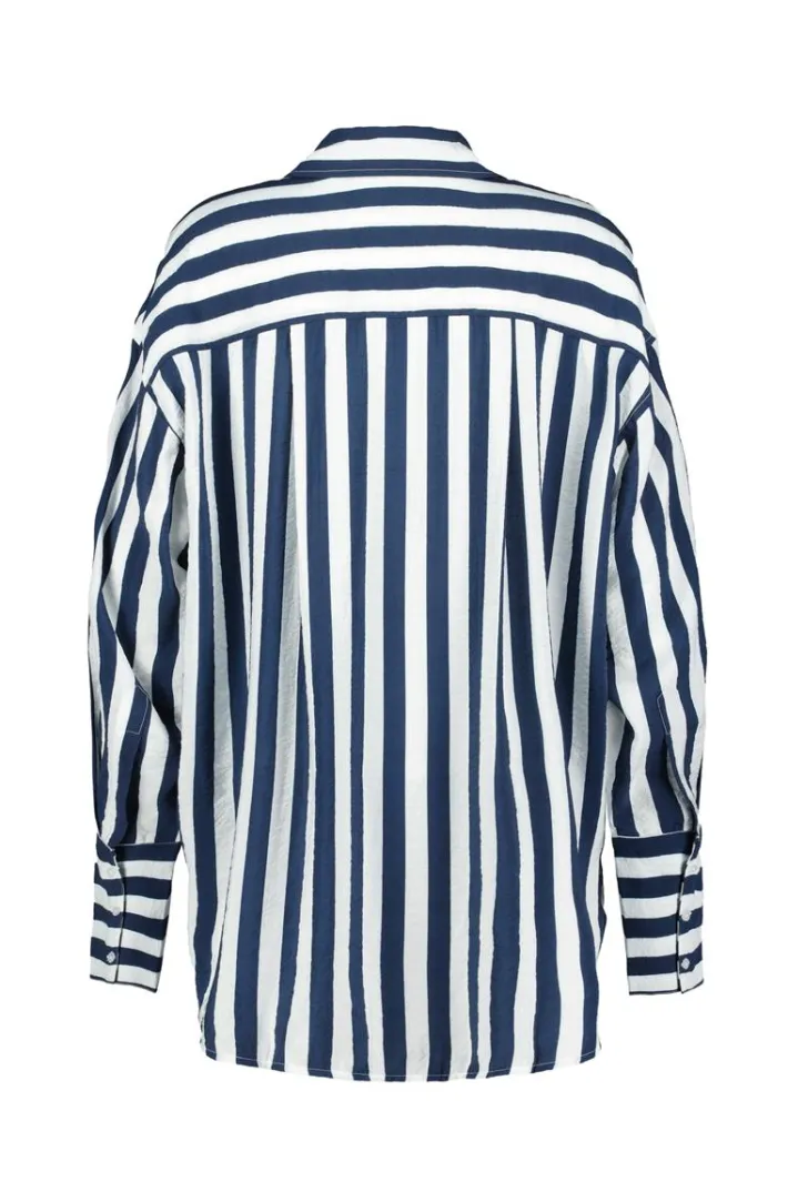 DiDi Oversized shirt Lisan Blue offwhite Stripe- Blouses