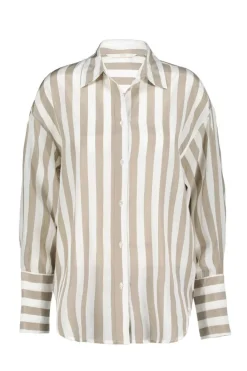 DiDi Oversized shirt Lisan Taupe offwhite Stripe- Blouses