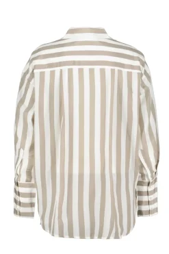 DiDi Oversized shirt Lisan Taupe offwhite Stripe- Blouses