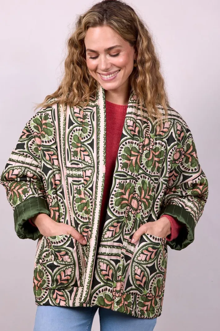 DiDi Padded jasje Bella Green Deco print- Jassen | Blazers