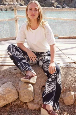 DiDi Pants Breezer print in Black with Shell symphony XXL print- Lange Broeken