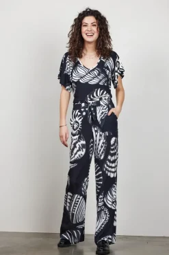 DiDi Pants Breezer print in Black with Shell symphony XXL print- Lange Broeken