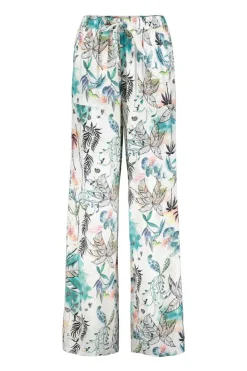 DiDi Pants Breezer print in Offwhite with Palm festival print- Lange Broeken
