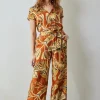 DiDi Pants Comfy in Copper with Palma print- Lange Broeken