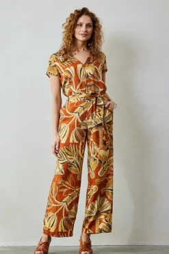 DiDi Pants Comfy in Copper with Palma print- Lange Broeken