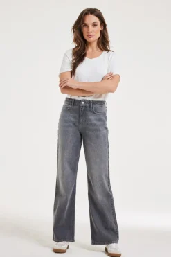 DiDi Pants Palazzo mid grey- Denim | Lange Broeken