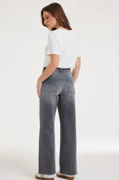 DiDi Pants Palazzo mid grey- Denim | Lange Broeken