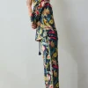 DiDi Pants Paloma in Dark blue with Mango tango print- Lange Broeken