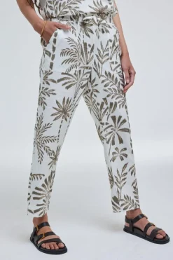 DiDi Pants Sol Offwhite Palmer print- Lange Broeken