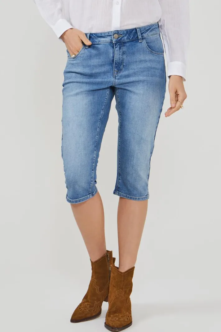 DiDi 5 pocket denim capri midblue- Denim | Korte Broeken