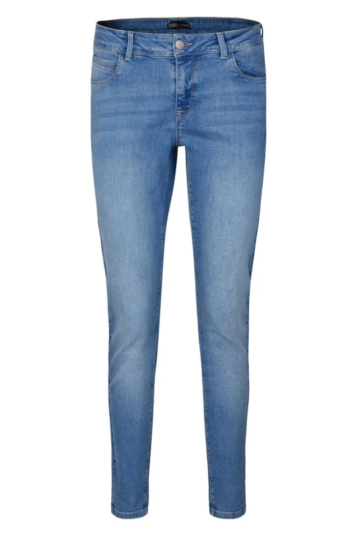 DiDi 5 pocket denim pants mid blue- Denim | Lange Broeken