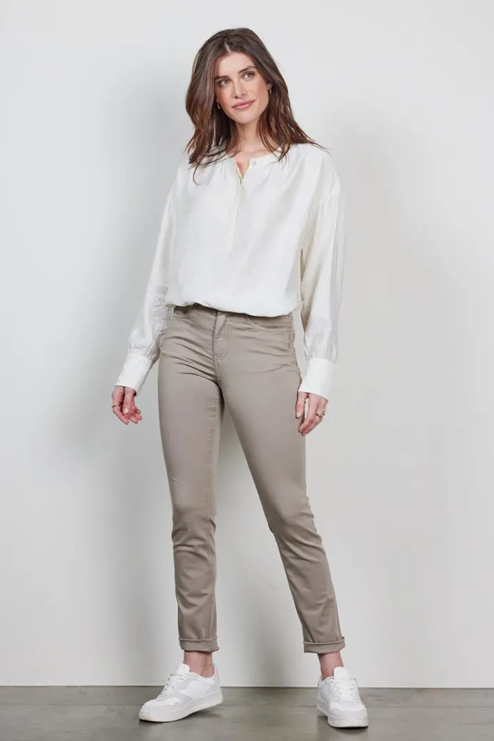 DiDi 5 pocket pants Tina in taupe- Lange Broeken