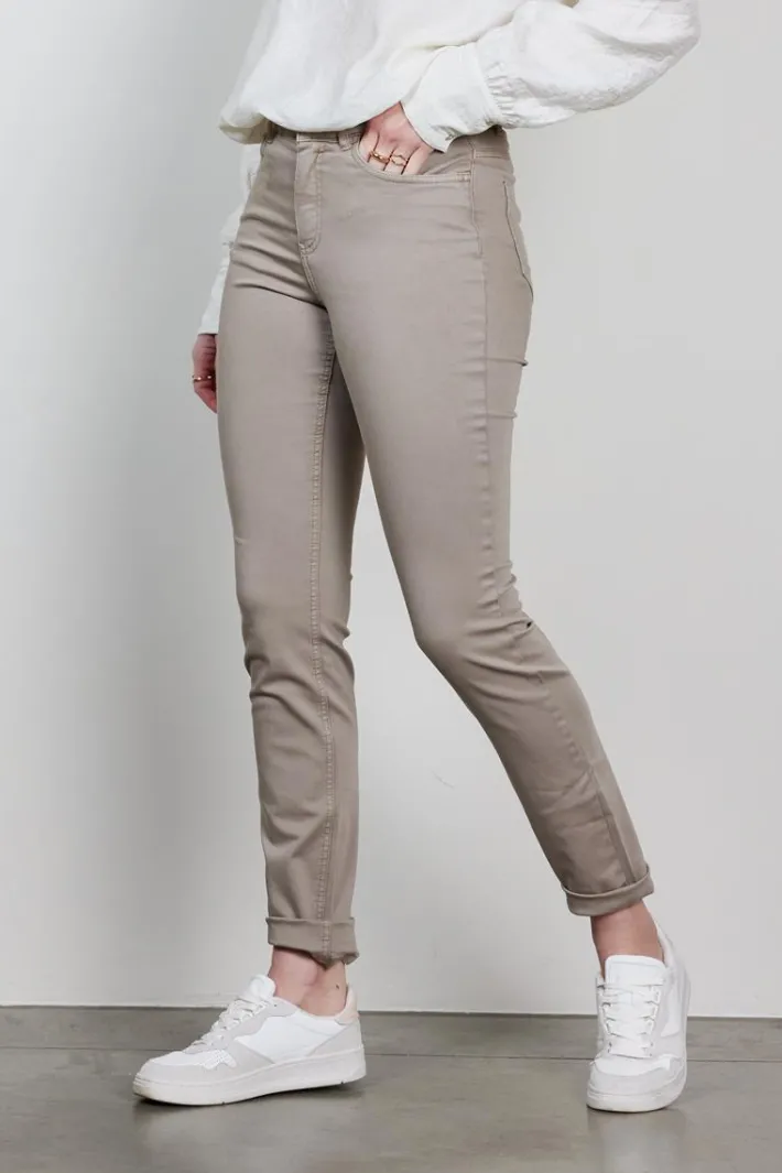 DiDi 5 pocket pants Tina in taupe- Lange Broeken
