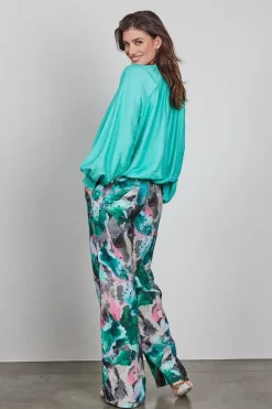 DiDi Printed pants Breezer in lightgrey with dreamscape print- Lange Broeken