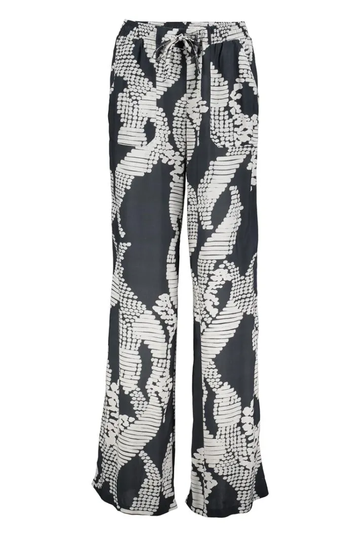 DiDi Printed pants Breezer in Darkblue met Dancing dots print- Lange Broeken