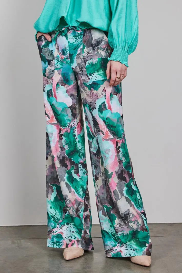 DiDi Printed pants Breezer in lightgrey with dreamscape print- Lange Broeken
