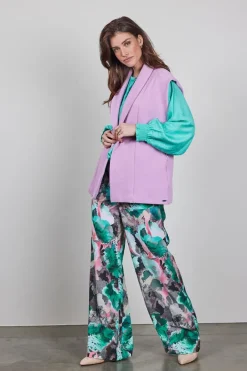 DiDi Printed pants Breezer in lightgrey with dreamscape print- Lange Broeken