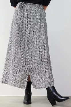 DiDi Skirt Nula in feather grey with Palette print- Rokken