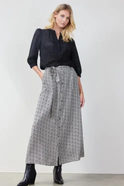 DiDi Skirt Nula in feather grey with Palette print- Rokken