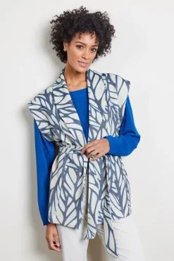 DiDi Sleeveless vest Diam in darkblue with Lush print- Truien & Vesten