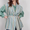 DiDi Sleeveless vest Diam in granite green with Troy print- Truien & Vesten