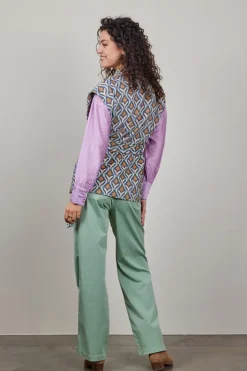 DiDi Sleeveless vest Diam in offwhite with cosmic print- Truien & Vesten