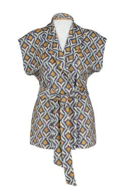 DiDi Sleeveless vest Diam in offwhite with cosmic print- Truien & Vesten