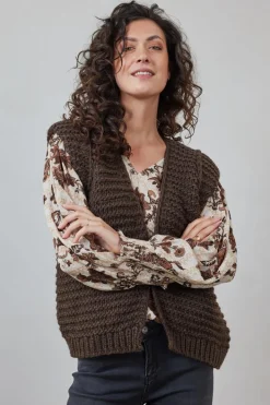 DiDi Sleeveless vest Emma in bruin- Truien & Vesten | Gilets