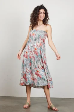 DiDi Smocked skirt Magic in Feather grey with Oceans treasures- Rokken