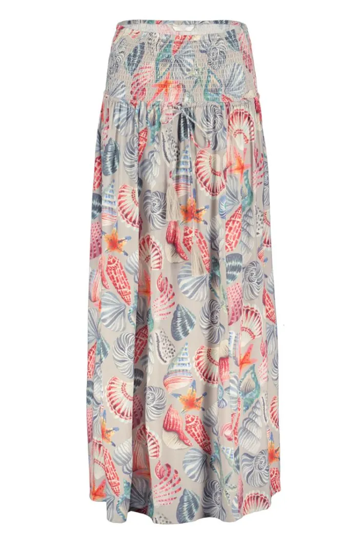 DiDi Smocked skirt Magic in Feather grey with Oceans treasures- Rokken