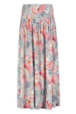 DiDi Smocked skirt Magic in Feather grey with Oceans treasures- Rokken