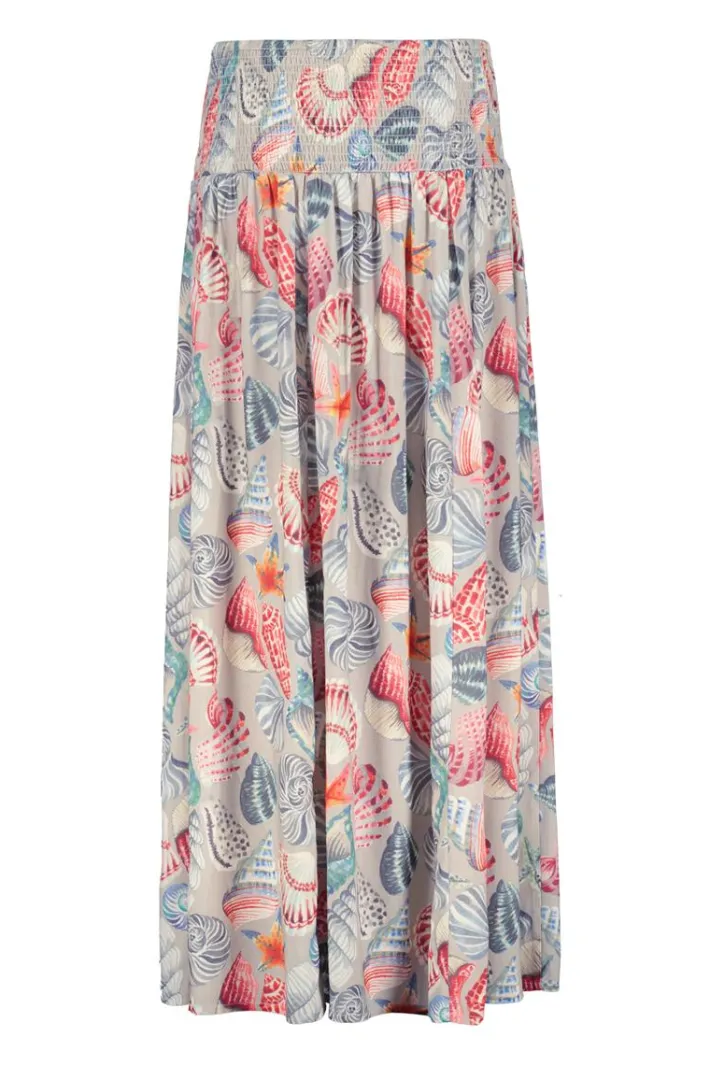 DiDi Smocked skirt Magic in Feather grey with Oceans treasures- Rokken