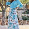 DiDi Smocked skirt Magic in Offwhite with Palm festival print- Rokken