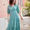 DiDi Solid dress Josie in granite green- Jurken & Tunieken