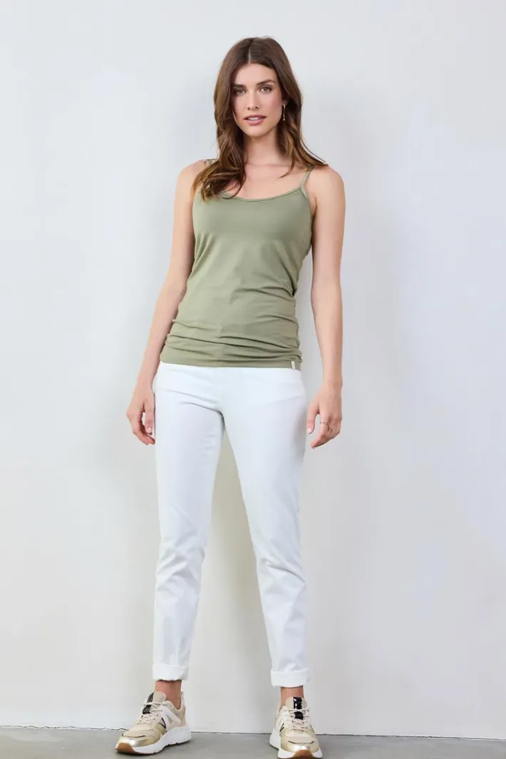 DiDi Spaghetti V singlet in Aloe green- Basics | T-shirts & Tops
