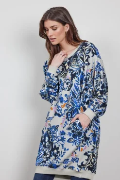 DiDi Sweat dress Lou, light silver met Flora Fantasy print- Sweaters | Truien & Vesten