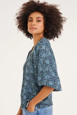 DiDi Top Becca Dark blue Fuji XS print- T-shirts & Tops